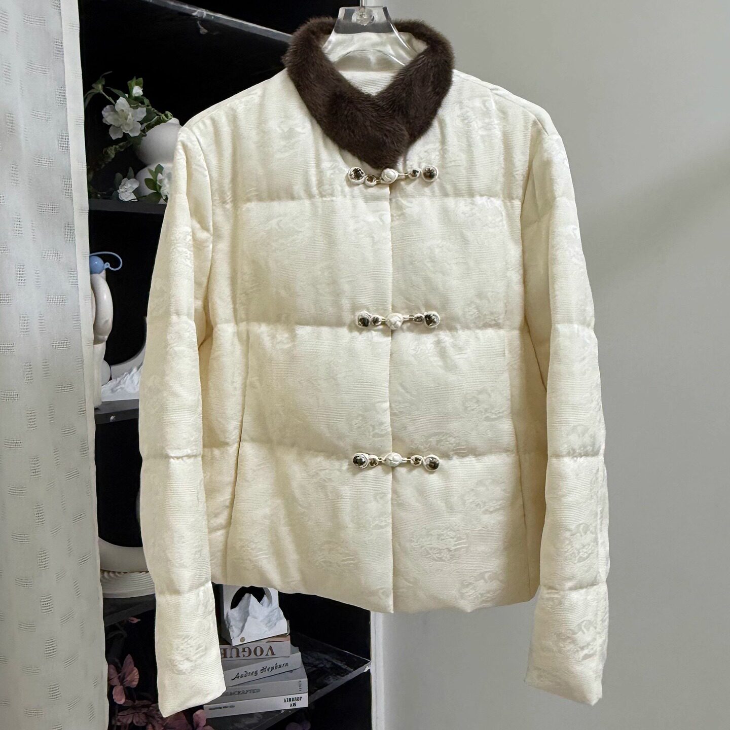 小雪家【烟雨入江南】新中式水貂毛领羊毛醋酸鹅绒羽绒服上衣外套图片