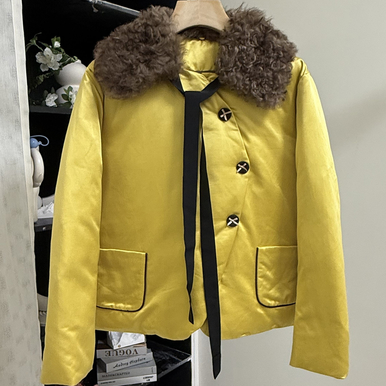 小雪家【暖光慢叙】新中式可拆卸羊羔毛领桑蚕丝羊毛鹅绒上衣外套