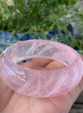 【琨瑜】亏清 61.5mm色粉天然莫桑比克粉晶手镯樱花色121g