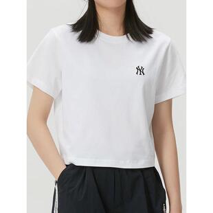 MLB女子26新款NY刺绣透气舒适休闲圆领运动短款短袖T恤3FTSB1263