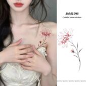 唯美彼岸花纹身贴辣妹ins防水高颜值曼陀罗仿真锁骨持久水洗遮疤