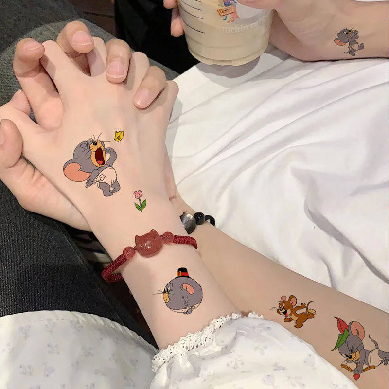 【去除图案边缘】彩色猫和老鼠纹身贴纸儿童卡通水洗可爱动漫手臂