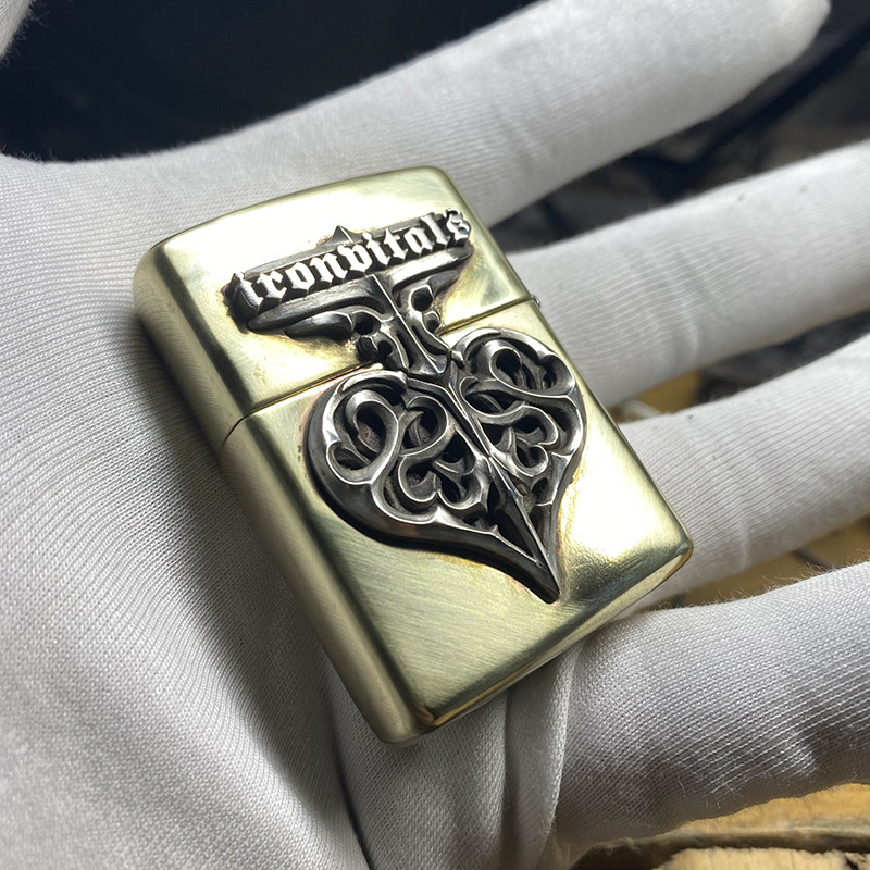 铁心银饰zippo打火机外壳命运之心925银哥特镂空男士礼物