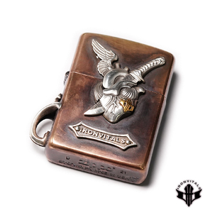 铁心银饰 手工原创设计 铭心zippo宽版男士铜打火机壳个性 925银