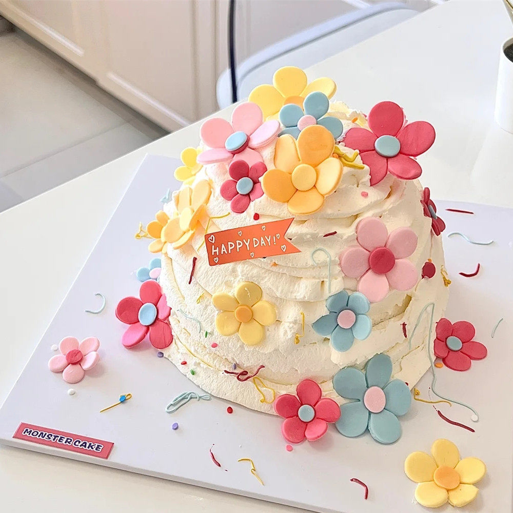 春游小花蛋糕装饰春日季flower彩色翻糖小花花朵生日烘焙插件