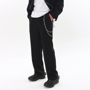 拖地时装 休闲裤 裤 男 BUSY国潮简约街头链条宽松直筒vibe风西裤