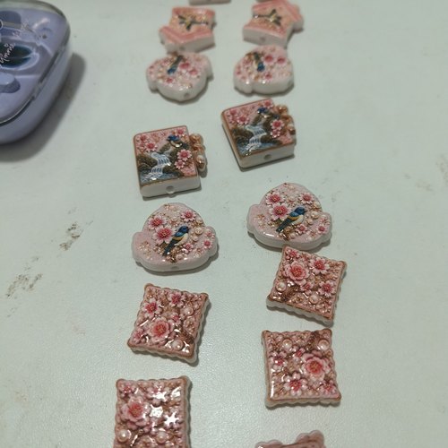 （15元包邮）10个喜上枝头粉色双面浮雕