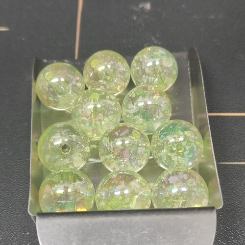 （满15元包）10个绿色镀UV卡14雪花珠73-010