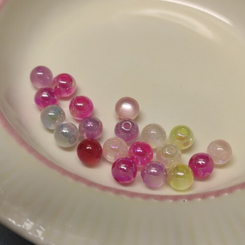 （15元包邮）20颗卡6孔径0.7光学电镀树脂猫眼随机混发78-005