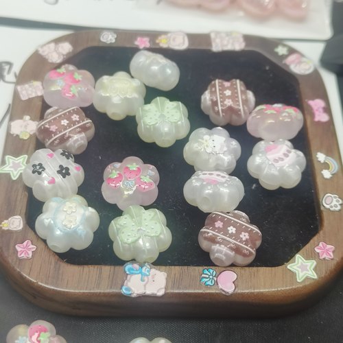 （15元包邮）10个流光云锦六瓣花双面浮雕A0935