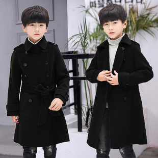 男童毛呢外套秋冬季中长款2025新款中大童装洋气儿童呢子大衣男孩