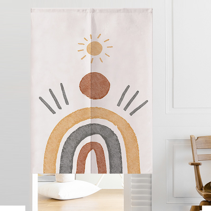 北欧小清新门帘布艺挂帘书房装饰帘家用卧室隔断帘布帘免打孔定制