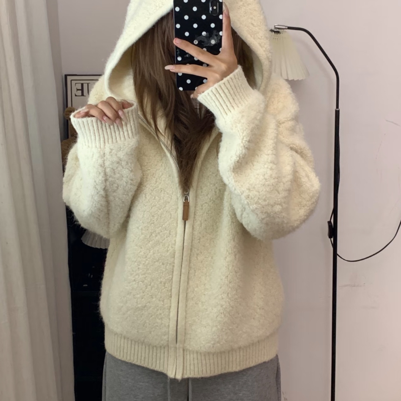 孕妇装秋冬新款时尚连帽拉链针织开衫外套宽松显瘦百搭毛衣上衣潮