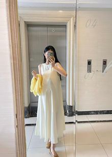 小个子孕妇连衣裙高级感法式气质针织开衫外套宽松背心裙两件套