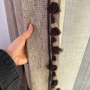 秋帘暮新款中古复古宋氏美学棉麻亚麻棕高端窗帘卧室客厅窗帘纱帘