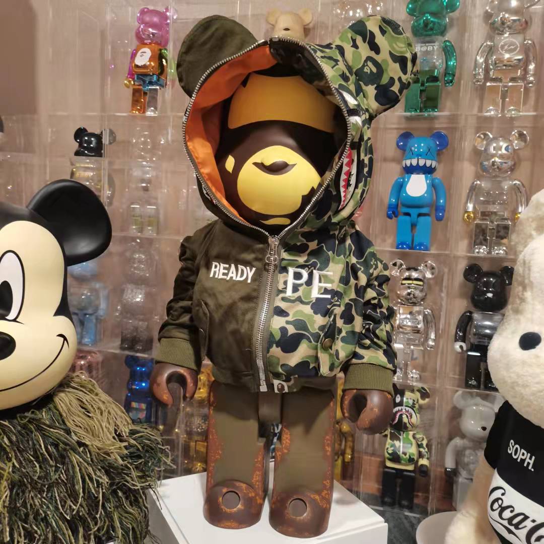 bearbrick1000%熊王迷彩服暴力熊积木熊公仔手办摆件高档礼品网红 家居饰品 3D模型摆件 原图主图