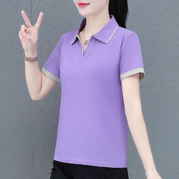 冰丝短袖POLO衫女T恤2026夏季新款薄款速干透气休闲运动上衣跑步