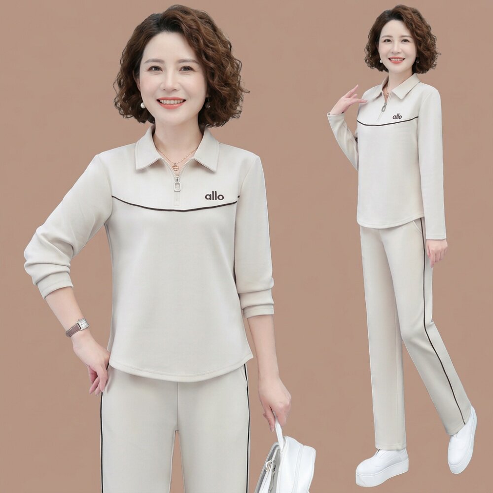 女士中年妈妈春装套装2026新款时尚休闲洋气显年轻50岁衣服两件套