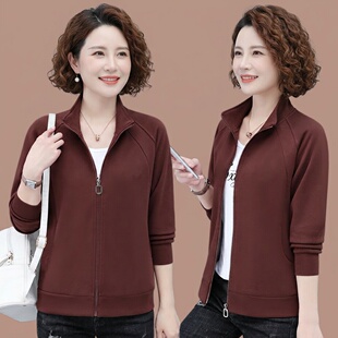 妈妈春装外套2026新款中年女士短款运动休闲春款衣服立领夹克外衣