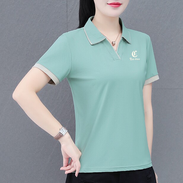 冰丝短袖POLO衫女T恤2026夏季新款薄款速干透气休闲运动上衣跑步