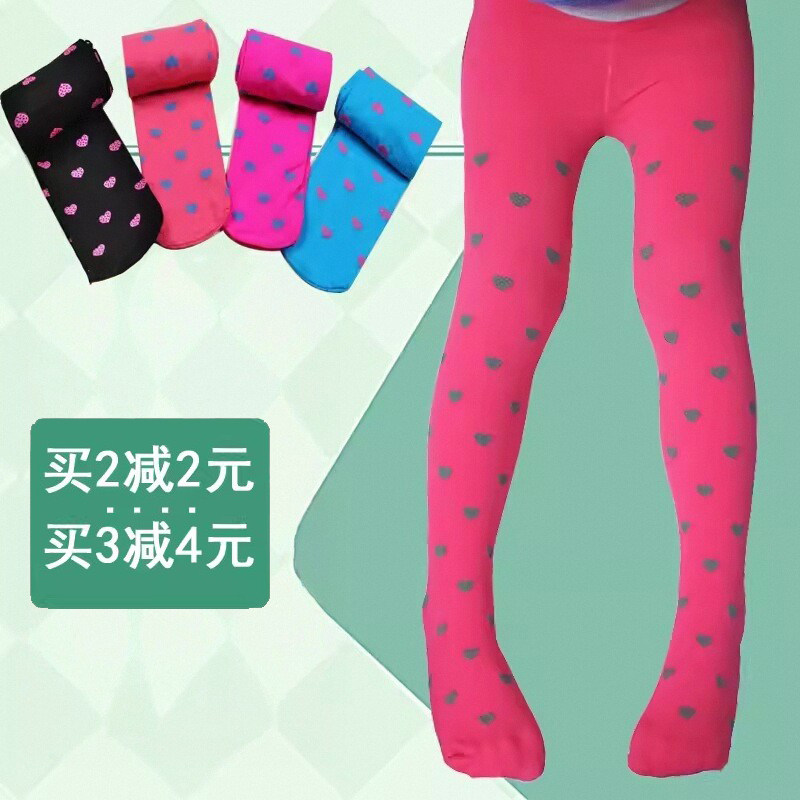 女童连体裤袜夏薄款丝袜糖果色爱心女宝宝防蚊袜春秋款儿童舞蹈袜