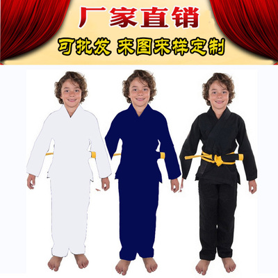 TOP通用空白巴西柔术服无标儿童柔术道服光板珍珠米粒棉送白腰带