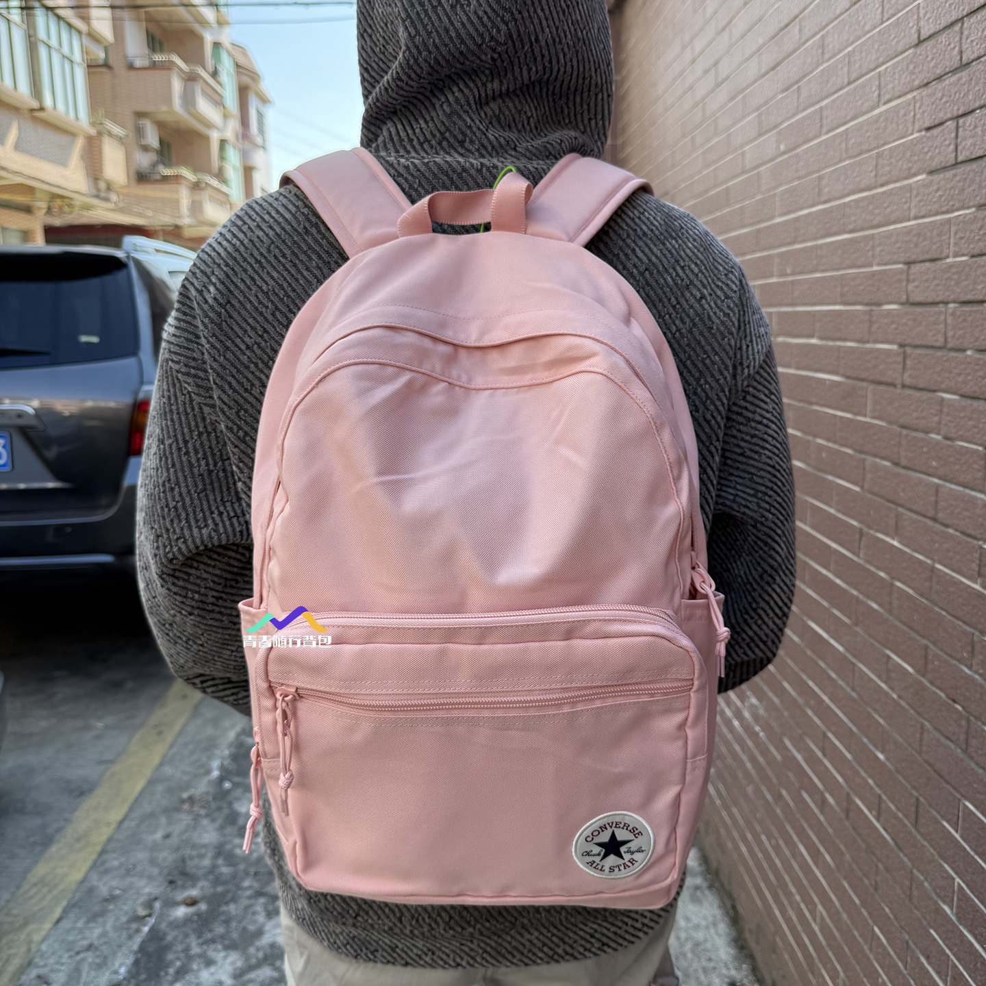 Converse匡威双肩包男女学生书包初中生高中生大容量休闲背包粉色