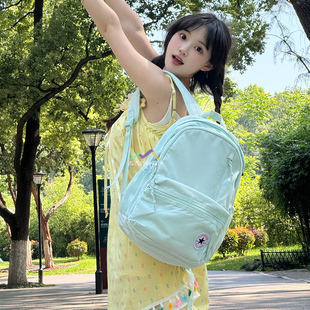 匡威双肩包女学生书包初中高中大学生新款休闲Converse背包天青色