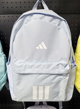 阿迪达斯书包女双肩包蓝色中学生男电脑包休闲运动背包女生KQ7972