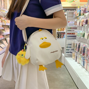 可爱斜跨小包小清新迷你学生软妹卡通小鸡包日系帆布包手提包