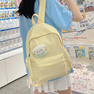 日系ins简约休闲百搭双肩包森系旅行背包初中高中大学生书包女
