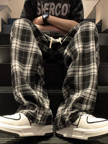 Ретро демисезонные штаны, повседневные брюки, в американском стиле, свободный прямой крой, оверсайз