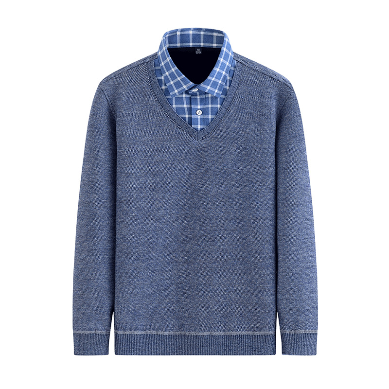 【红豆男装】商务休闲衬衫领假两件秋冬保暖加绒加厚中年