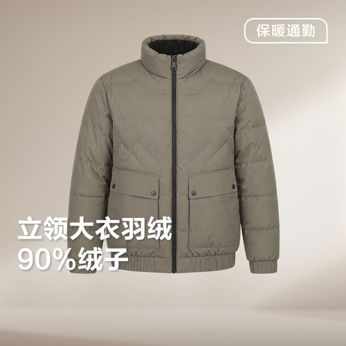 红豆立领大衣羽绒服男士