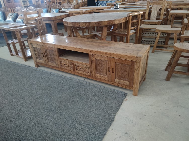 老榆木电视柜全实木储物柜组合新中式仿古客厅简约卧室家具小户型