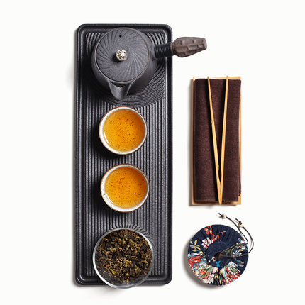 千逸日式喝茶茶器茶盘套装陶瓷茶台干泡盘办公室家用整套功夫茶具