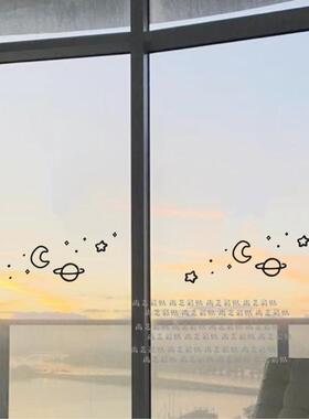 银河星空ins简约玻璃门墙贴