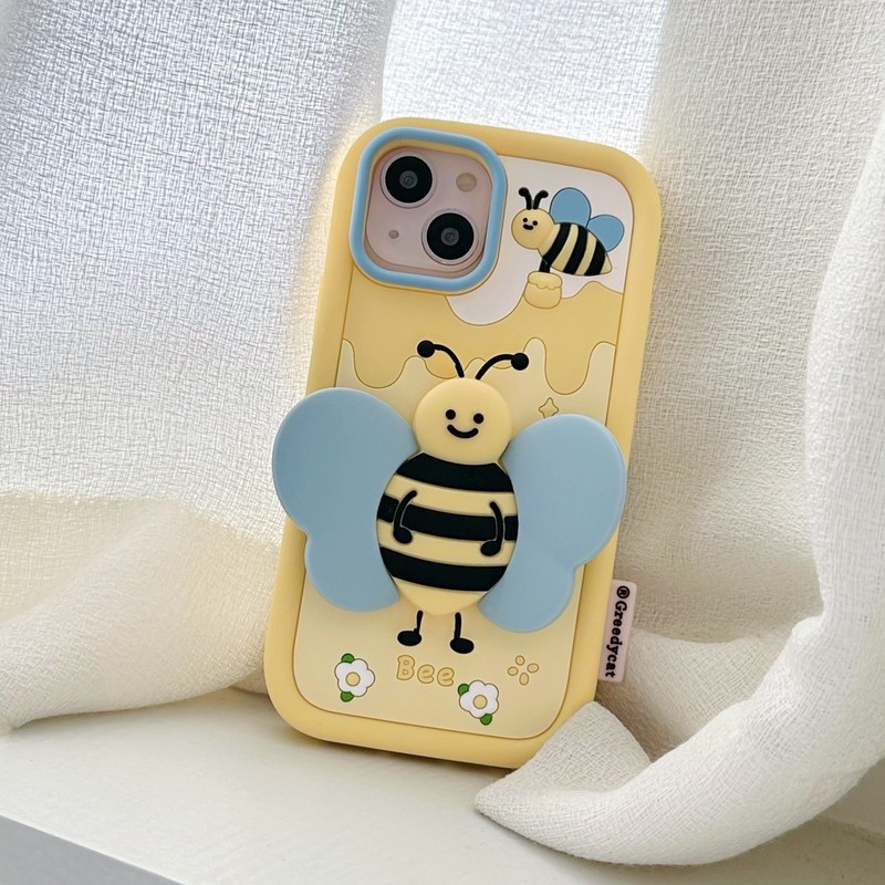 原创正版ins奶黄小蜜蜂小鸭子支架适用iPhone15ProMax手机壳苹果13保护套情侣14硅胶防摔全包看剧潮可爱卡通2高性价比高么？