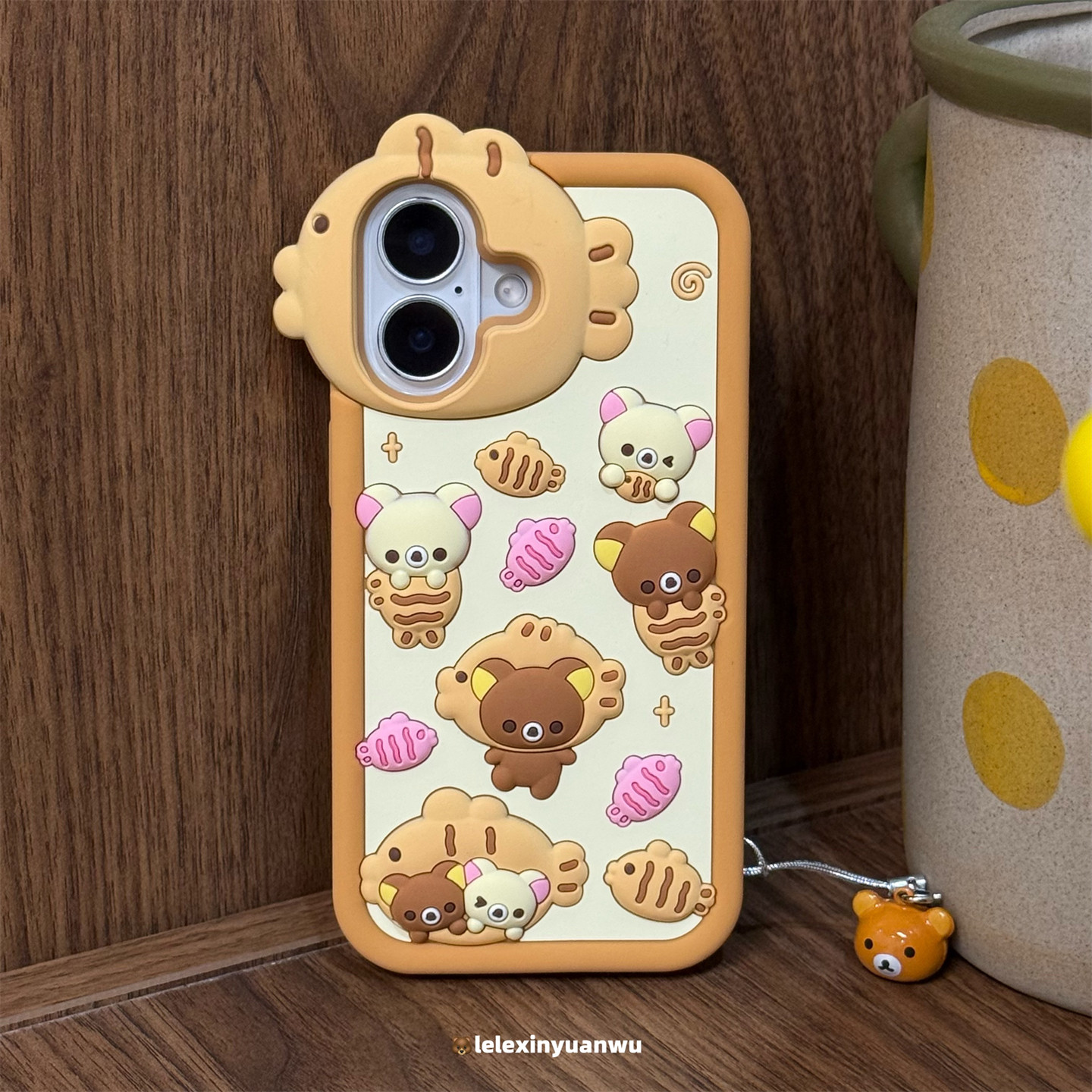 乐乐心愿屋 日本新品！轻松熊鲷鱼烧ins风可爱创意卡通适用iPhone17Promax手机壳苹果16防摔全包1543小熊挂件