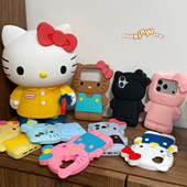 乐乐心愿屋 全黑皮Kitty大适用iPhone17promax手机壳苹果软硅胶1654卡通沙滩ins风搞怪闺蜜礼物3女 日本新品
