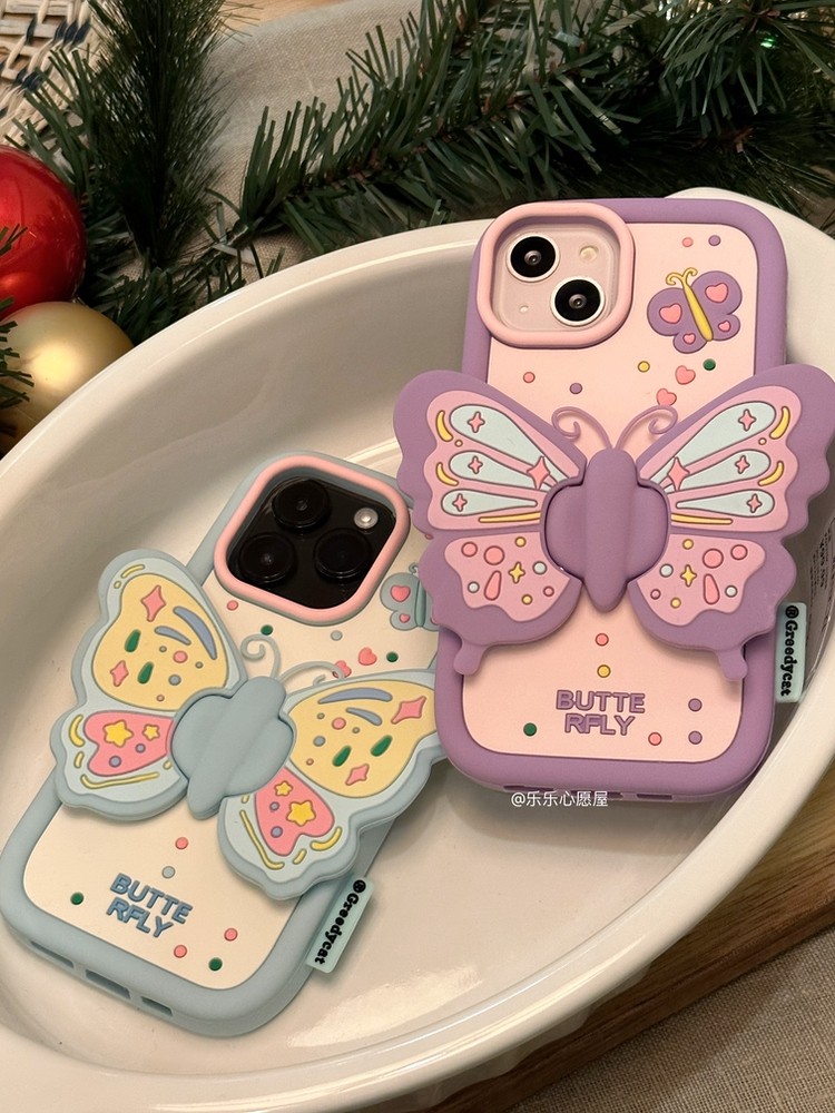 ins风正版原创ins蝴蝶支架挂绳iPhone17promax手机壳适用苹果15pro软硅胶套14女款13可爱日韩防摔卡通16pro,3C数码配件,手机保护套/壳,淘宝优惠券,粉丝福利购,淘宝优惠卷