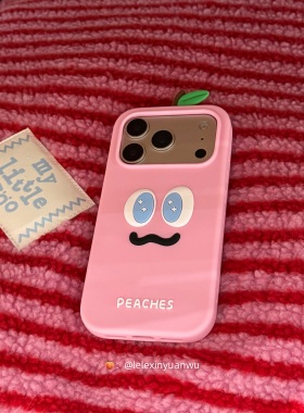乐乐心愿屋 ins韩国水蜜桃适用iPhone17proamx手机壳苹果16pro立体软硅胶防摔粉色可爱卡通1543小众大框日系