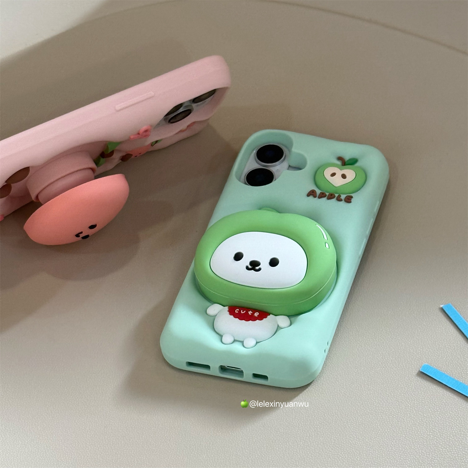 乐乐心愿屋 自嘲熊苹果绿支架适用iPhone16promax手机壳苹果15pro软硅胶套看剧卡通防摔13闺蜜日本新款14简约,3C数码配件,手机保护套/壳,淘宝优惠券,粉丝福利购,淘宝优惠卷