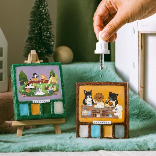 象马咕噜小岛造型扩香蜡石摆件