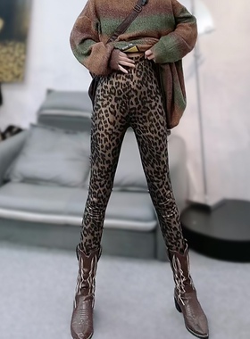 豹纹打底裤女外穿加厚九分裤2026新款洋气高腰潮流显瘦弹力紧身裤