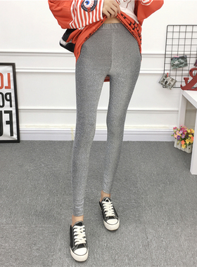 春夏打底裤欧洲站2026新品女外穿大弹力小脚裤浅灰色显瘦九分裤子