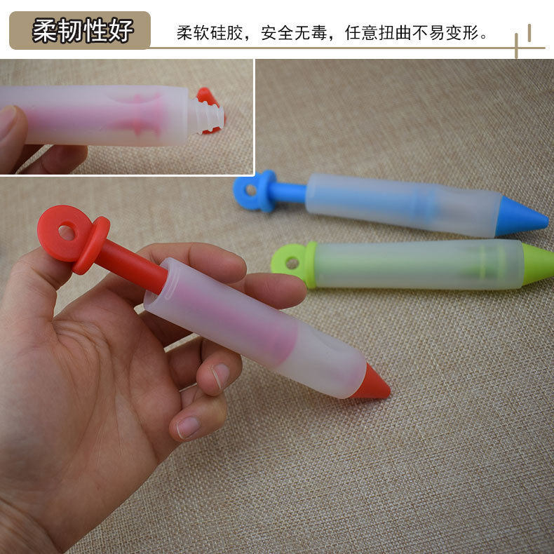 4头套装硅胶巧克力奶油枪裱花笔曲奇蛋糕笔写字器挤奶嘴烘焙工具
