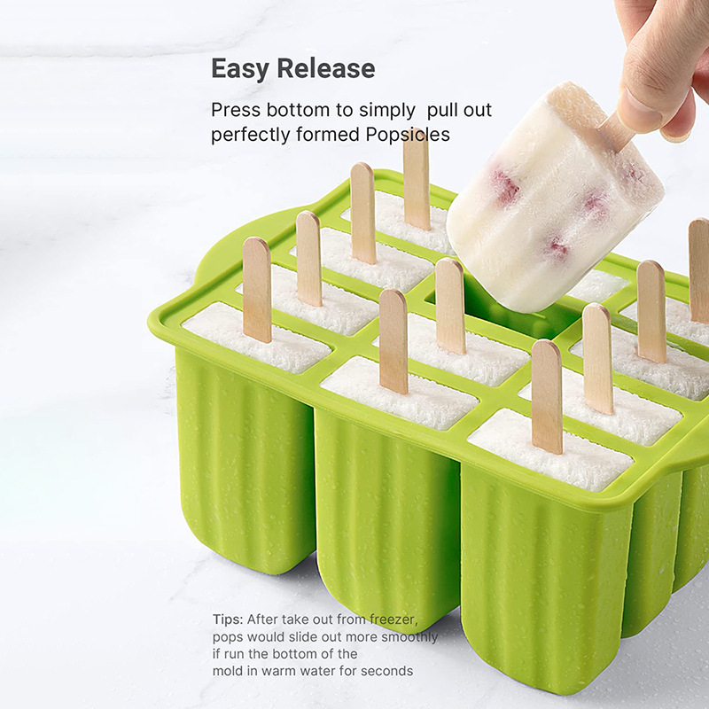 12连冰淇淋冰格硅胶食品硅胶DIY水果12连雪糕冰格冰棒模具套装
