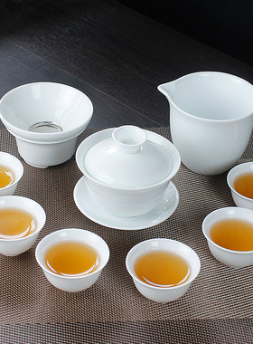 高温白瓷纯白茶具套装耐脏易清洗