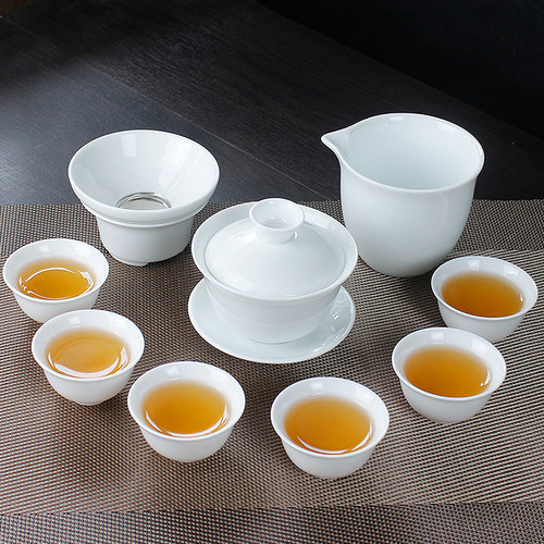 高温白瓷纯白茶具套装耐脏易清洗